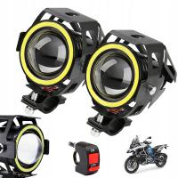 Halogeny motocyklowe RING LED lampy reflektory U7 CZARNE