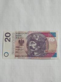 Banknot 20 zł 2016 seria BN UNC