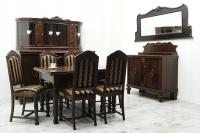 Античная столовая буфет помощник стол 6 стульев зеркало 20-е годы после ремонта