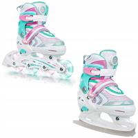 Роликовые коньки 2в1 регулируемые RAVEN LIA PLUS Mint светодиодные ролики