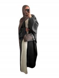 SHEIN SZATA Z OTWARTYM PRZODEM SZARY KARDIGAN STRÓJ ARABSKI uniwersalny 1KA