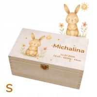 Skrzynka wspomnień PREZENT CHRZEST ROCZEK METRYCZKA z Imieniem Króliczek