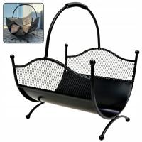 Czarny kosz na drewno do kominka stojak LEON loftowy metalowy HGDECO