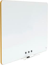 Магнитная доска для сухого стирания безрамная белая 120x90 см желтая окантовка