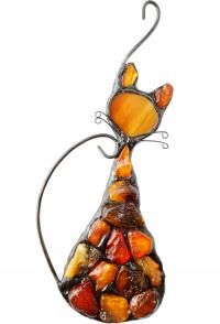 Кот витраж янтарный для подарка ремесло уникальный сертификат