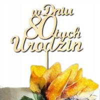 W dniu 80 urodzin Topper na 80 lat urodzinowy Złoty Plexi Lustro 12cm