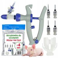 Strzykawka 5 ml Automatyczna Do Szczepień Gołębi Trzody Prosiąt + 4 IGŁY