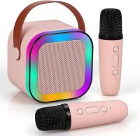 Zestaw do karaoke 2szt mikrofon + głośnik bezprzewodowy różowy bluetooth