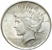 USA. 1 dolar 1922 Peace – SREBRO - PIĘKNY