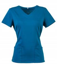 Bluza Medyczna Niebieska PETROL XS Bawełna 100% Elastyczna Koszulka 36