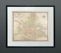 Вроцлав план города Бреслау красивая старая карта 1827 50X60 уникальный