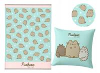 Koc Narzuta PUSHEEN kot kotek 150x200 + PODUSZKA flanelowy miły w dotyku