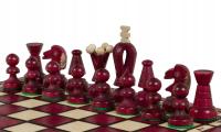 Drewniane szachy Królewskie (30x30cm) w kolorze wiśniowym, ozdobne