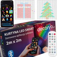 KURTYNA ŚWIETLNA LED 2x2 LAMPKI ŚWIĄTECZNE GIRLANDA NA OKNO APLIKACJA SMART
