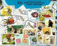 Zestaw 300 znaczków pocztowych - OWADY Z MOTYLAMI