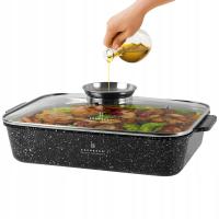 Brytfanna 30 Cm Marmurowa Z Pokrywką,Nieprzywierająca Powłoka Ceramiczna 4L