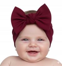 Opaska pinup z kokardką dziecięca bawełna bordowa