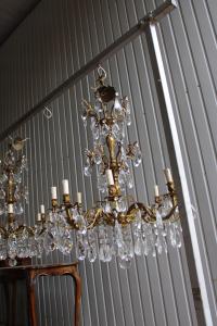 KOMPLET ANTYCZNYCH ZYRANDOLI BRĄZ ZŁOCONY