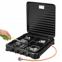 Kuchenka Gazowa 4 Palniki Stella Czarna + Zestaw do Butli + Zapalarka