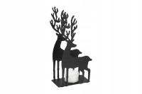 Подсвечник Рождественский орнамент олень Руди для tealight металлический черный лофт