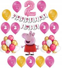 Dekoracja 2 Urodziny Drugie Zestaw Peppa Balony