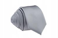 KRAWAT WĄSKI ŚLEDŹ SLIM GŁADKI 5 cm SZARY STALOWY