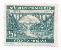 Protektorat Czech i Moraw Mi.57 b zielononiebieski czysty**