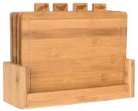 Набор разделочная доска сервировочная кухонная бамбуковая деревянная стойка X4