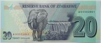 20 Dolarów - Zimbabwe - 2020 rok - UNC