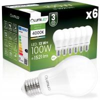 6x Żarówka LED E27 A60 13W =130W 1521lm 4000K Neutralna LUMILED NIE MRUGA