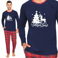 РОЖДЕСТВЕНСКАЯ ХЛОПКОВАЯ ПИЖАМА ДЛЯ МУЖЧИН ПОЛЬСКИЙ ПРИНТ С РОЖДЕСТВОМ