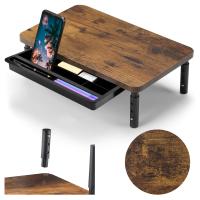 Podstawka pod monitor Gockowiak, regulowana wysokość, szuflada, dąb