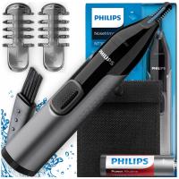 TRYMER PHILIPS DO NOSA USZU BRWI WŁOSÓW WODOODPORNY + ETUI NASADKI BATERIE