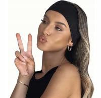 Черная повязка для волос спортивная эластичная ткань модная классическая