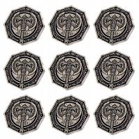 ZESTAW 9 KRASNOLUDZKICH SREBRNYCH METALOWYCH MONET LARP RPG