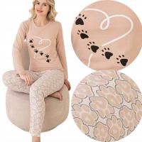 PIŻAMA DAMSKA DWUCZĘŚCIOWA BAWEŁNIANA DŁUGI RĘKAW SPODNIE DOMOWE WYGODNE