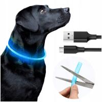Светящийся светодиодный ошейник для собак, кошек, 70 см, силиконовый USB регулируемый водонепроницаемый