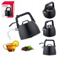 Чайник KLAUSBERG KB-7915 с толстым дном 2,5 л Черный свисток, индукция газ