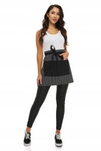 Официантка короткая черная полосатая - фартук гастрономический хлопок