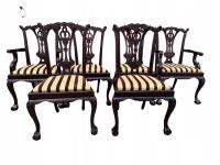 KOMPLET KRZESEŁ CHIPPENDALE 4 KRZESŁA+2 FOTELE STARY ZESTAW