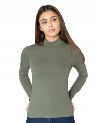 LaTynka golf damski zielony długi rękaw Elegancki klasyczny półgolf damski bawełna