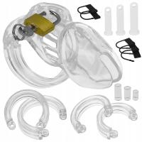 Klatka Na Penisa Pas Cnoty Z Kłódką Bezbarwna BDSM Kontrola Erekcji Penisa