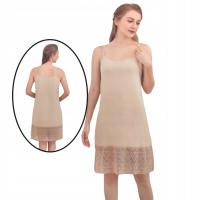 HALKA DAMSKA BEŻOWA Z KORONKĄ NA RAMIĄCZKACH ELEGANCKA POD SUKIENKĘ S/M