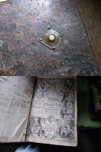 olbrz BIBLIA Martin Luther SKÓRA okucia zapięcie 172 ryciny 1734