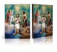 Ikona Święty Jan Chrzciciel i Jezus - Chrzest Pański - B - 12 cm x 16 cm