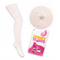 Rajstopy dziecięce białe gwiazdki połysk 116-122 Honey Tights