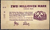 Notgeld Wałbrzych 2 miliony Mk. 20. 08. 1923 r.