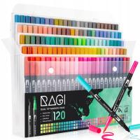 MARKERY AKWARELOWE 120 SZT MAZAKI PISAKI FLAMASTRY DWUSTRONNE WODNE ZESTAW