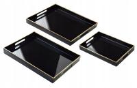 Tace dekoracyjne czarne do serwowania i dekoracji 3 sztuki BLANCHE BLACK