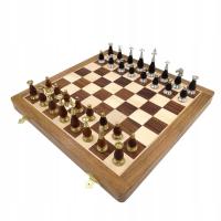 Ekskluzywne szachy mosiężno drewniane Eleganckie